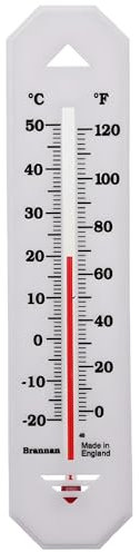 AMK® Brannan Short Wall Thermometer Indoor Outdoor White Accurate Temperature Monitoring Home Office Garden Greenhouse Room
