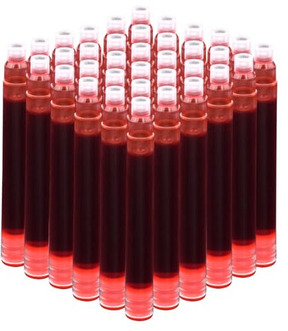 Jinhao Fountain Pen Ink Cartridges, Set of 50 Refill Ink Cartridges International Standard Size, 2.6 mm Bore Diameter (Red)