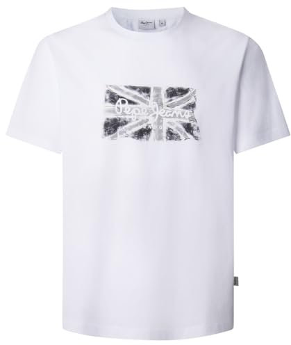 Pepe Jeans Herren Flag Bw T-Shirt, Weiß (White), XL