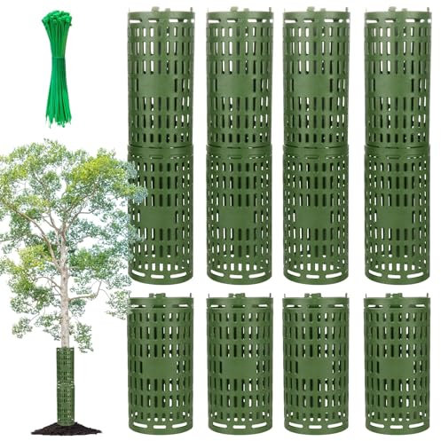 TOWEBOORY Tree Trunk Protector Guard, 12 Pack Heavy Duty Expandable Tree Protectors Plant and Tree Guard Protector Weather-Proof Plastic Tree Guard Great Protection from Trimmers Mowers Animals