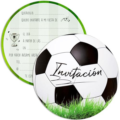 GEBETTER Spanisch 30 Fussball Einladungskarten Kindergeburtstag Rund Einladung zum Kinder Geburtstag für Jungen und Mädchen kleine Fußball-Fans Kinder Geburtstagseinladung Geburtstagsfeier