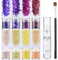Body Glitter 8 Flaschen, Glitzer Gesicht Schminke Festival Zubehör Mit Kleber, Festival Accessoires Pailletten Für Haare, Augen, Hals, Nagel Gesichts-Make-Up, Festival Cosmetic Glitter