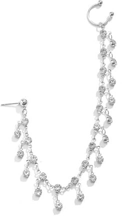 JUSTUSNX Punk Fake Nasenring Kette Strass Quaste baumelnder Nasenring Hoop Fake Nase zu Ohr Kette mit Nieten Nicht Piercing Nasenring Indischer Schmuck für Frauen Mädchen (B)
