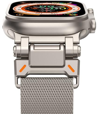 NewWays Cinturino in metallo compatibile con cinturini Apple Watch da 49 mm, 45 mm, 44 mm, 42 mm, da uomo, cinturino di ricambio magnetico milanese per iWatch Ultra Series 9, 8, 7, 6, 5, 4, 3, 2, 1,