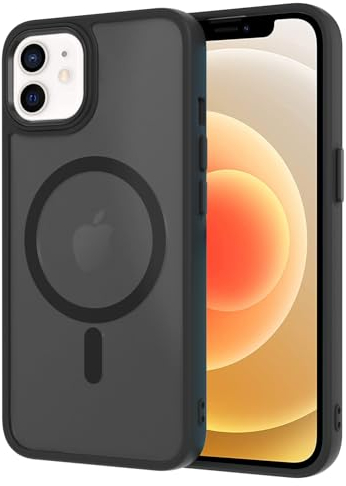 AOMYKE für iPhone 12 / iPhone 12 Pro Hülle Magnetisch, Handyhülle für iPhone 12/12 Pro kompatibel mit Magsafe Transluzente Matte Anti-Fingerabdruck Kratzfeste PC Rückseite + TPU Bumper, Schwarz