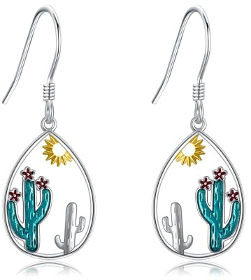 ONEFINITY Sterling Silver Cactus Dangle Drop Earrings