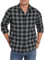 QUEZHU Chemise Flanelle à Carreaux Homme Manches Longues Hiver Coton Chaude Casual Regular Gris XXL