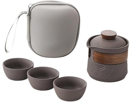MagiDeal Service à thé de Voyage Gong Fu Teapottea Set Easy to Ceramic Teacups Set Ensemble de théière Chinoise pour l'extérieur Maison Affaires Hommes
