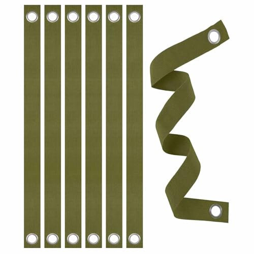 6 Pack of 16 Inch Tree Straps/Tree Ties with Grommets for Guying or Staking of Young Tree and Plant Supports, Helping Newly Planted Saplings Cope with Hurricanes (Green)