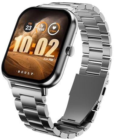 Boult Reloj inteligente Drift+ de 1.85 pulgadas, pantalla HD, llamadas Bluetooth, IP68, brillo de 500 nits, más de 150 caras de reloj, asistente de voz IA, monitoreo SpO2, reloj inteligente de modo