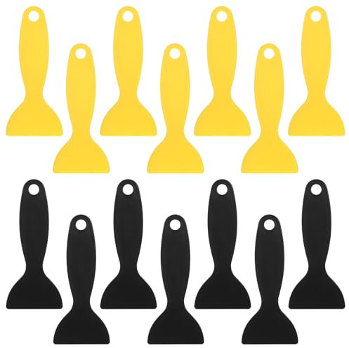 Giantree Lot de 14 spatules en plastique pour impression 3D, outils d'élimination des bulles d'air, spatules en plastique pour enlever la résine et les patchs (noir + jaune)