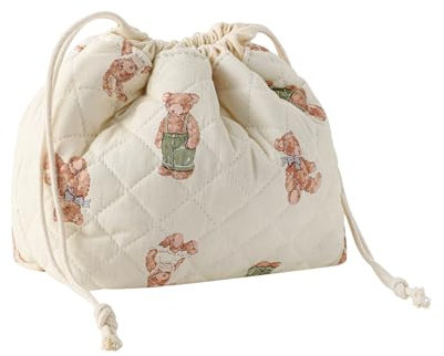 LunarCharm Trousse de toilette de voyage en coton matelassé avec cordon de serrage et doublure en toile, mignonne, esthétique, sac cadeau pour femme, Multicolore, XL