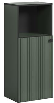 trendteam smart living - PureBliss - Standschrank - Grün - Rillenoptik - 1 offenes Fach + 1 Eonlageboden - (BxHxT) 40 x 95 x 31cm - Badezimmerschrank mit edlem Metallgriff