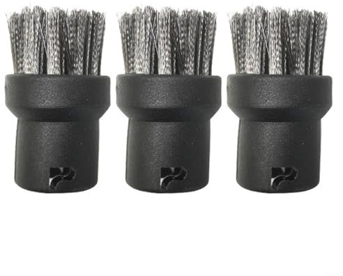 Lot de 3 brosses rondes en fil d'acier inoxydable pour nettoyeur vapeur Karcher pour SC4 SC5 SC7 SC1 SC2 SC3 Nettoyage des joints de cuisine Coins Écarts Drains Enlèvement de la saleté tenace