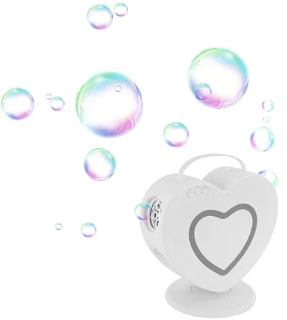 Seifenblasenmaschine in Herzform, Automatischer Seifenblasen Machine, Seifenblasenmaschine mit 360° Drehung, 500 ml Fassungsvermögen, Bubble Machine für Geburtstag, Party, Hochzeit