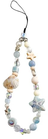 JIHUOO Sea Shell Cell Phone Lanyard Strap Sea Themed Phone Charm Wristlet Smartphone Keychain Summer Phone Bracelet Strap Digital Camera Lanyard Charm Cellphone Lanyard Wristlet