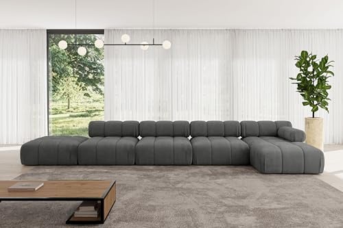 ALTDECOR Modulares Sofa Ecksofa in L-Form Corner modular Sofa Eckcouch Couch Wohnlandschaft Cauchsofa Polstersofa Lizur-L3-475x160x70 cm Dunkelgrau