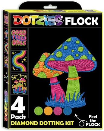 DIAMOND DOTZ Neon Flock Good Vibes Diamant-Malset für Erwachsene, bunte Diamant-Kunst-Kits, entspannendes, kreatives Bastelset mit Dotz-Edelsteinen, 25,4 x 20,3 cm