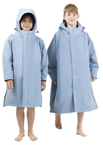 Red Original Unisex Kids Waterproof Dry Pro Changing Robe - Windproof, Warm, Lightweight, Sherpa Fleece Lined, 100% Recycled Material (Alpine Blue, S - 9-12 Years)