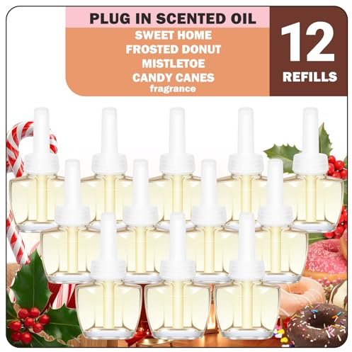 SCENTORINI Duftölflakon Nachfüller, Kompatibel Mit Air Wick und Glade Duftstecker, 12 x 19 ML, Süßes Zuhause, FrostedDonut, Mistletoe, CandyCanes Raumduft Lufterfrischer, Raum Duftöl