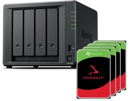 Synology DS425+ 48TB Bundle Seagate (4X 12TB Seagate Ironwolf) 4 Bay Desktop NAS; mit einem Intel Celeron J4125 Quad-Core-Prozessor, 2 GB DDR4 Ram