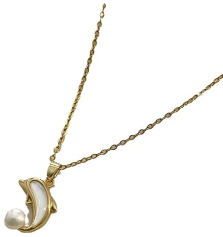 Sopodbacker Halskette Ketten Schmuck Herren Frauen Anhänger Necklace Natürliche Muschel Delfin Perle Anhänger Halskette Kette Damen Wasserdichtes