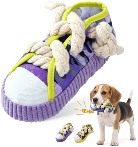 LTFIOON Hundespielzeug, Hunde Kauseil Spielzeug, Weiches Quietschendes Plüschtier, Kuschelweiches Plüschtier & interaktives Spielzeug für Kleine Hunde,Welpen (Lila)