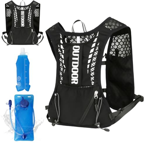 Gilet Running Uomo Donna con Serbatoio 2L + Borraccia 500ml - Ultraleggero