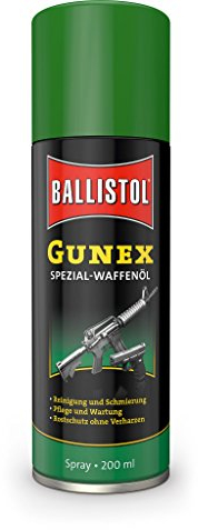 BALLISTOL 22200 GUNEX Waffenöl 200ml Spray – Temperaturbeständiges Waffen-Pflege-Öl – Reinigung, Wartung, Rostschutz, keine farbe