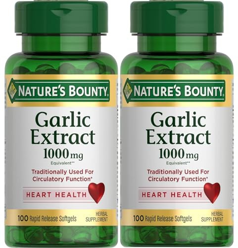 Nature's Bounty Garlic Extract 1000 mg Softgels 100 ea (Pack of 2)