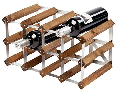 The Traditional Wine Rack Co Traditionelles Weinregal für 12 Flaschen aus dunklem Eichenholz, für 12 Flaschen