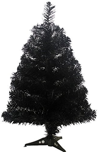 Prettybuy Weihnachtsbaum mit Kunststoffständer, 60 cm, PVC (schwarz)