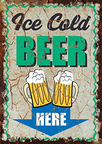 HB-Druck Ice Cold Beer here Deko Schild A4 (210x297mm)