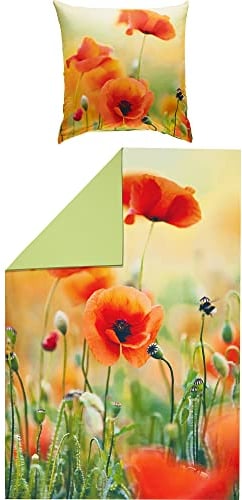 REDBEST Wende-Bettwäsche, Bettgarnitur Renforcé bunt Größe 80x80 cm / 155x220 cm - strapazierstark, atmungsaktiv, mit praktischem Reißverschluss