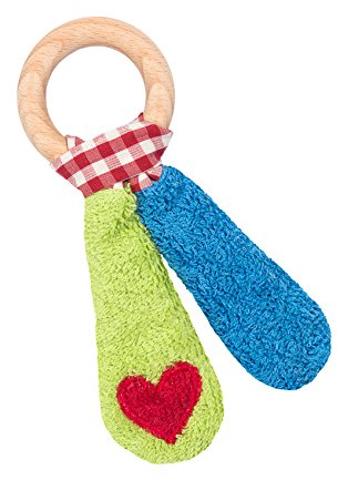 Efie Greifling/Beißring, blau/grün, mit Holzring, kontrolliert biologischer Anbau (organic), Made in Germany