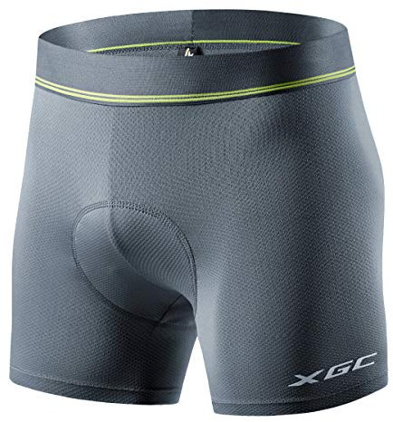 XGC Herren Radunterhose Radsportshorts Fahrradhosen mit elastische atmungsaktive 4D Gel Sitzpolster mit Einer hohen Dichte (Grey, S)