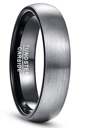 NUNCAD Herren-Ring Wolframcarbid Außenbreite 6mm bequem, Men Fashion Schmuck Ehering Verlobungsring Freundschaftsring Lifestyle-Ring Größe 62 (19.7)