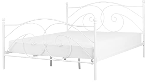 Komfortables Metallbett in romantischem Stil 180 x 200 cm weiß Dinard