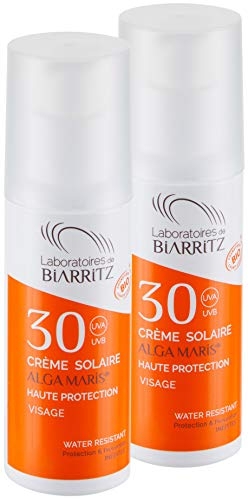 2er Pack Alga Maris Sonnencreme fürs Gesicht LSF30 50ml | BIO zertifizierte Naturkosmetik von Laboratoires de Biarritz | mit Sofortschutz und ohne Weißeleffekt
