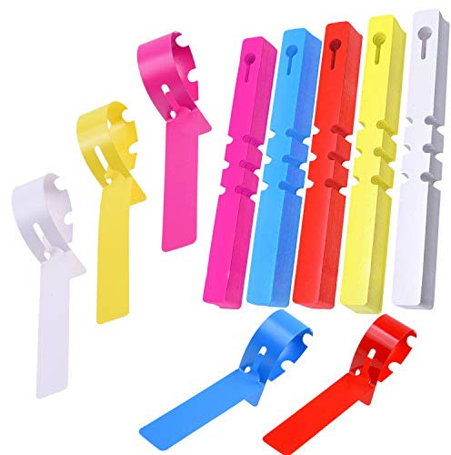 Kare & Kind 100x Adjustable Wrap Around Plant Labels - Colorful Plastic Loop Lock Tags - Weatherproof and Reusable - for Gardens, Nurseries, Farms- Use to Identify Plants, Trees