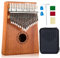 Kalimba 17 Keys Thumb Piano with Study Instruction and Tune Hammer, Portable Mbira Sanza African Wood Finger Piano, Gift for Kids Adult Beginners Professional (Brown with Hard Case)