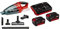 Einhell 2347120 Aspiratore a Batteria Portatile Te-VC, 18 Li-Solo, Rosso, Nero + 2X 3,0Ah & Twincharger PXC Starter Kit