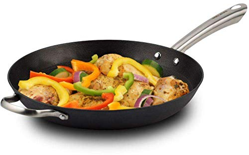 Nava Atlas Cast Iron Frying Pan with Stainless Steel Handle, Oven Safe Skillet for Cooking and Baking, Non Stick Fry Pan, Induction Hob Compatible, 32cm Diameter