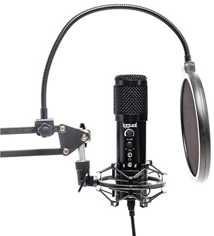iggual Micrófono USB con brazo ajustable Pro Voice