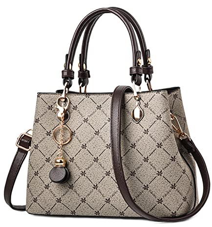 FORRICA Handtaschen Damen Exquisiter Anhänger Umhängetasche Elegant Ahornblatt Henkeltasche Frauen Shopper Tasche PU Leder Schultertasche Braun Griff D