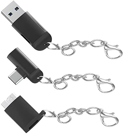 3-Piece Set of Type c adapters, USB C to Micro USB Female Converter, USB 3.1 Type C to Micro B USB 3.0 Male Connector, USB Type C Female to USB 3.0 Male OTG Adapter for Hard Drive Laptop Phone Camera