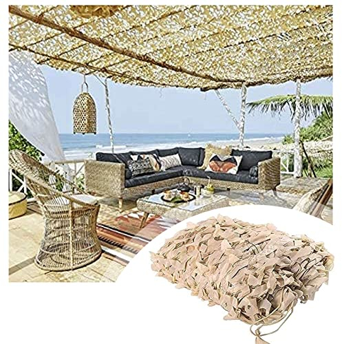 EMTOE Tarnnetz Beige, 2 * 5m 3 * 5m 4 * 6m 5 * 6m Bundeswehr Verstärktes Sonnenschutznetz Camouflage Netz, Sichtschutz Sonnensegel Für Camping, Jalousien, Partydekoration, Garten, Pergola