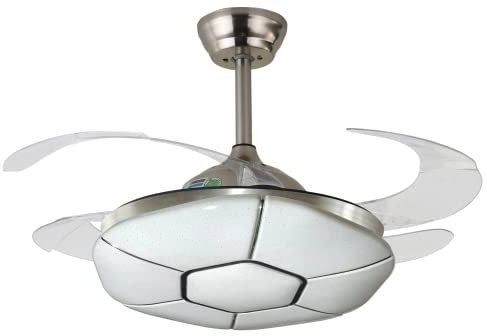 BEL AIR HOME - Ventilador de Techo PLUTON Motor DC con Aspas Desplegables con Luz Led 36W (3000K, 4000K, 6500K) Con Mando a Distancia Incluido (NIQUEL)