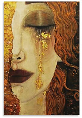 Gustav Klimt - Poster de peinture aux larmes dorées - Impression artistique - Photo murale à suspendre - Décoration de chambre à coucher - Cadeau - 30 x 45 cm