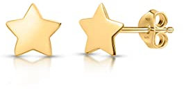 Amberta Orecchini a Bottone Minimal in Argento Sterling 925 per Donna Collezione Astronomia: Orecchini a forma di Stellina Placcati Oro Giallo